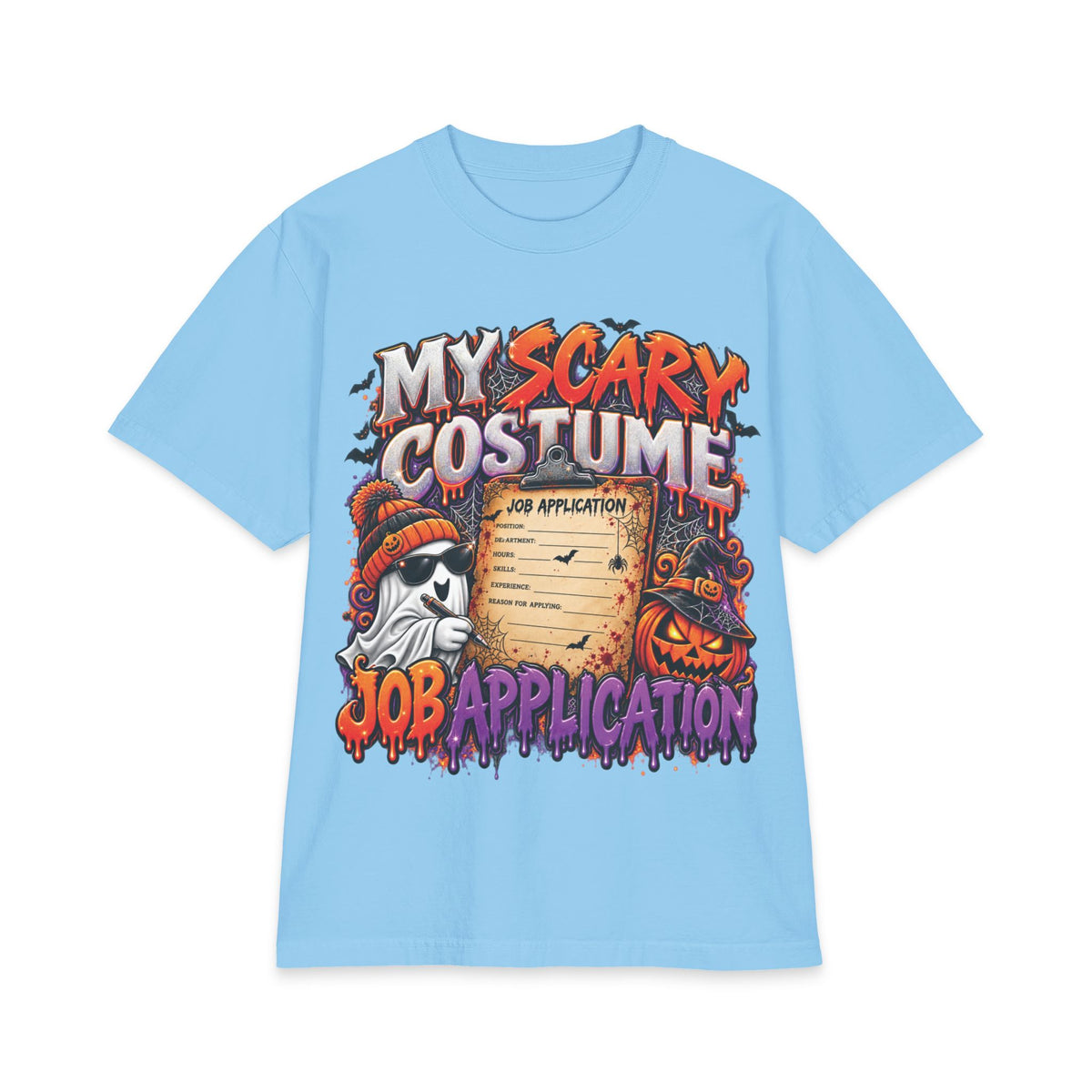 My Scary Costume Job Application T-Shirt | Halloween Ghost Pumpkin Design