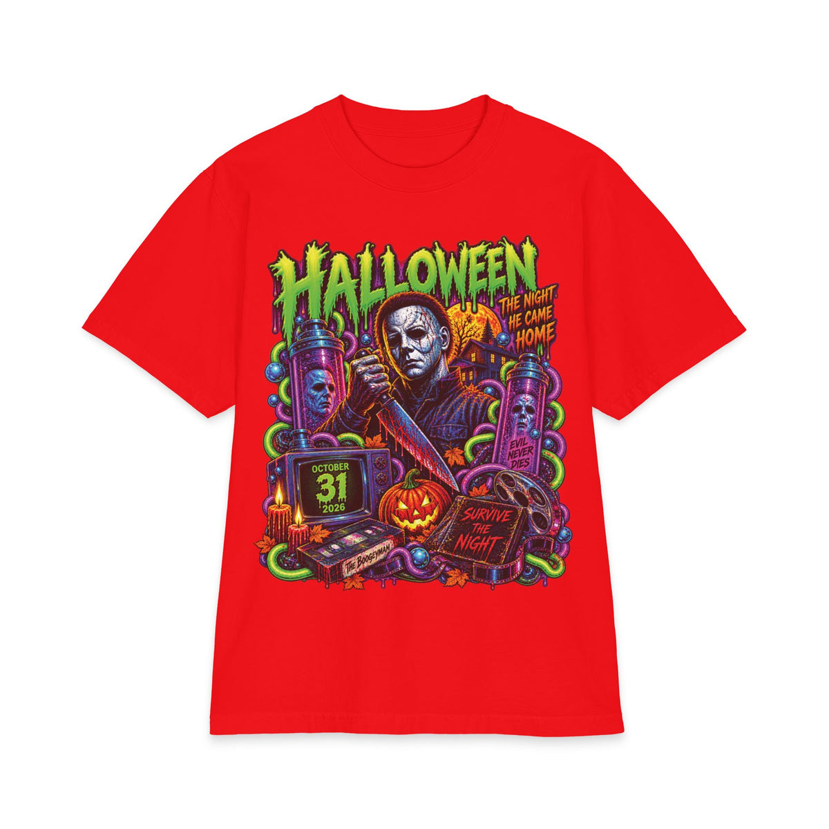 Halloween Michael Myers Horror Movie T-Shirt | Retro Neon Slashers