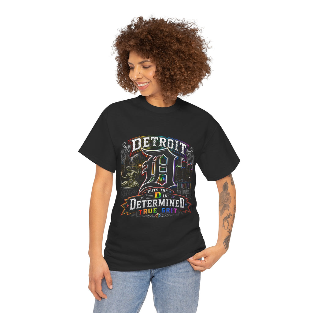Detroit D Skyline Determined True Grit T-Shirt | City Pride Tee