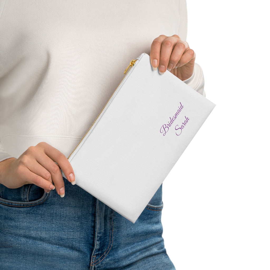 Custom Bridesmaid and Name Cosmetic Bag | Personalized Wedding Makeup Pouch