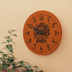 She got a knife acrylic wall clock | Halloween horror decor, orange skull design