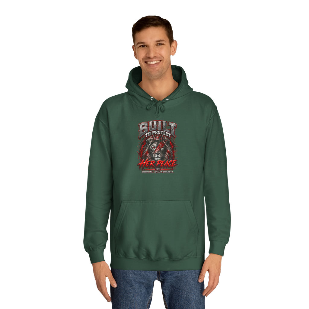 Built to Protect her Peace Couples College Hoodie