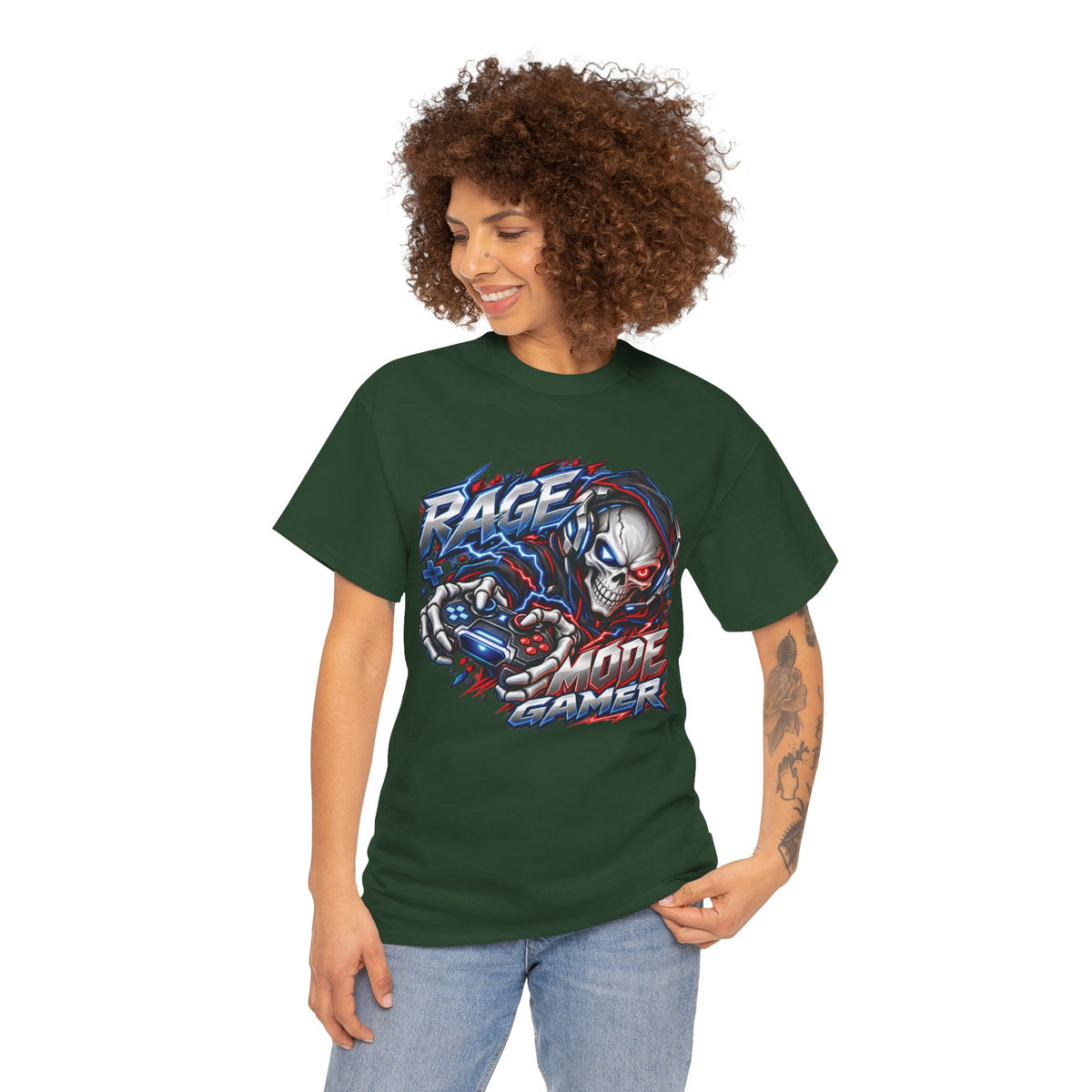 Rage Mode Gamer Skull Graphic T-Shirt