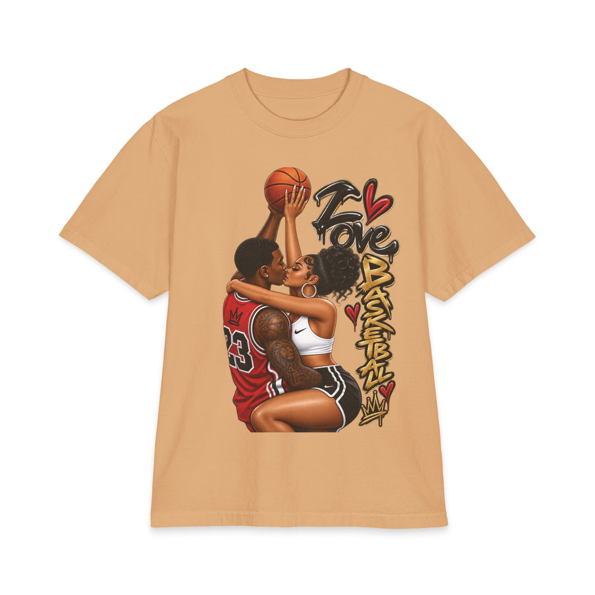 Love Basketball couple illustration Short Sleeve Tee | Basketball Romance