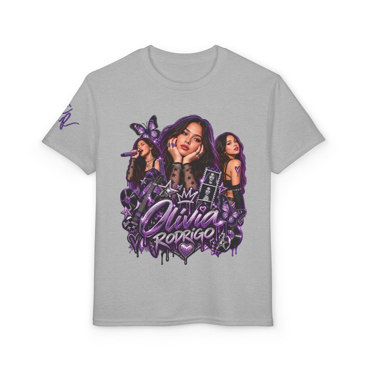 Olivia Rodrigo Pop Star Collage T-Shirt | Tour Dates Backprint