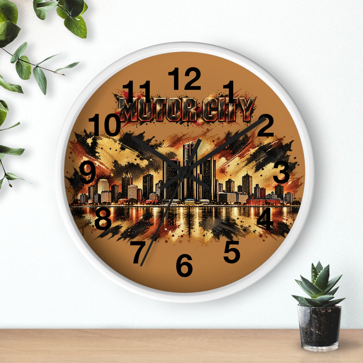 Motor City Detroit Skyline Wall Clock
