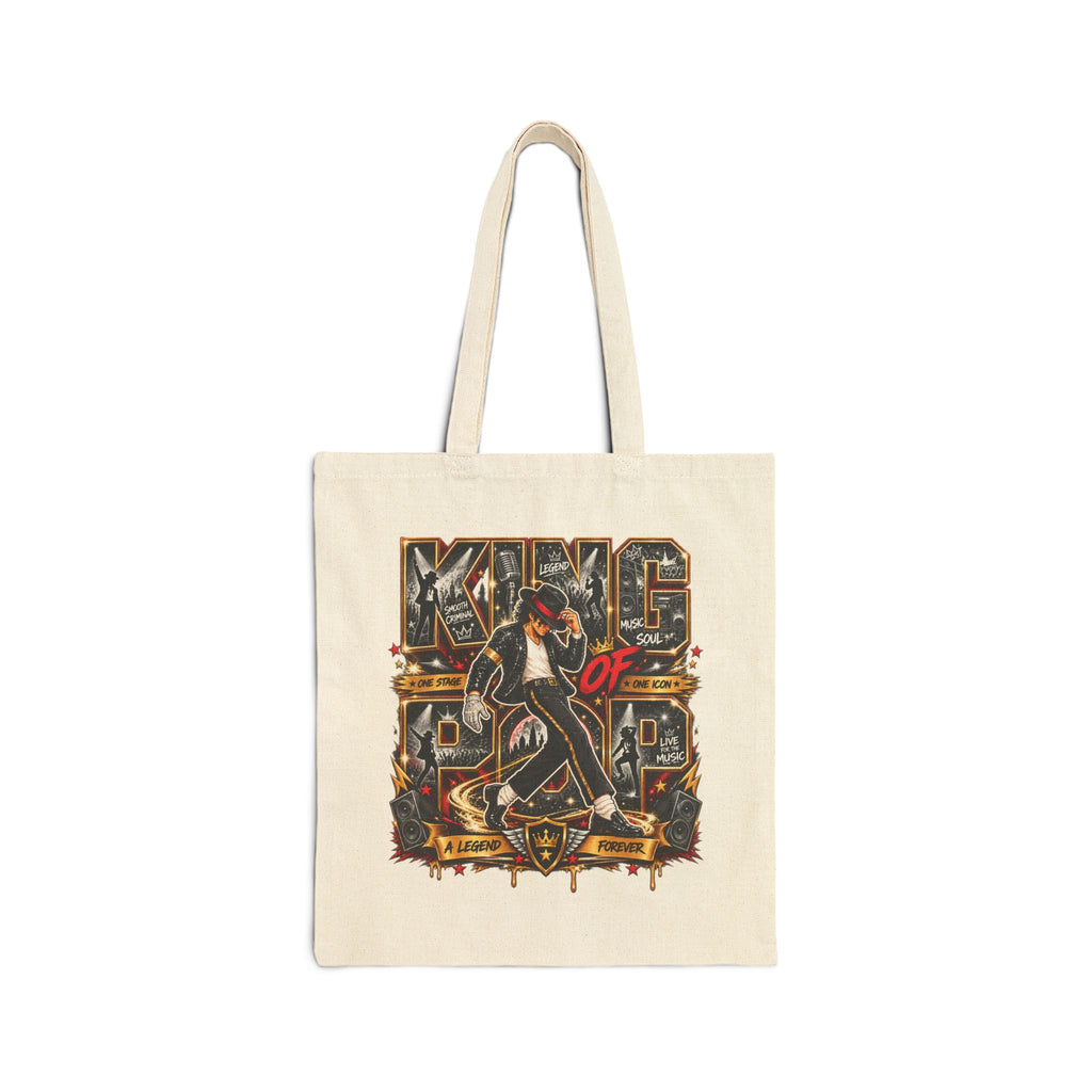 MJ King of Rock design Tote Bag | Retro music graphic canvas tote