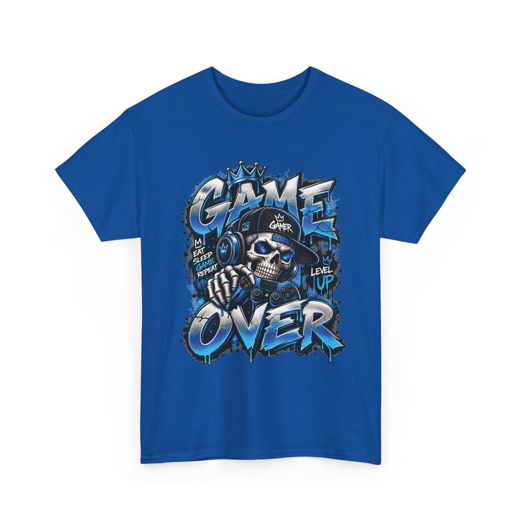 Game Over Skull Gamer T-Shirt | Level Up Graphic Tee