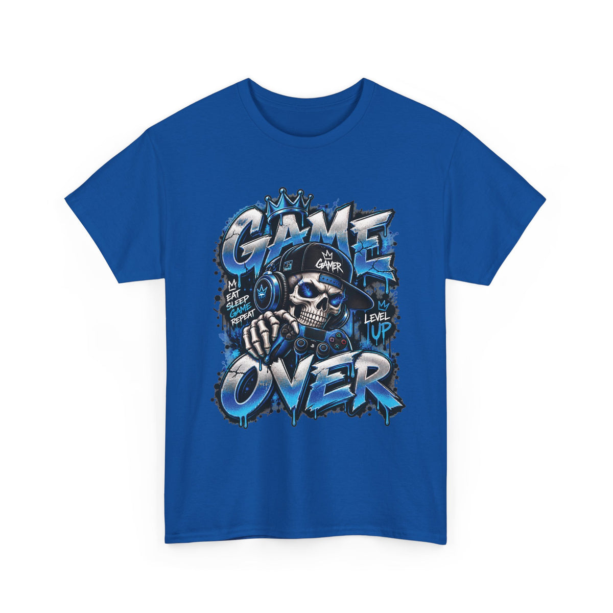 Game Over Skull Gamer T-Shirt | Level Up Graphic Tee