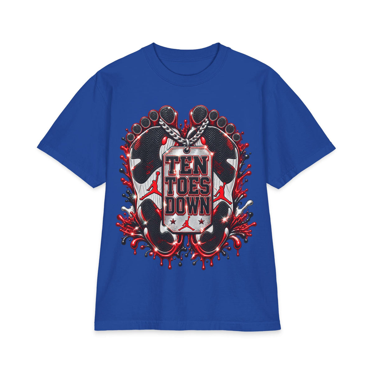 Ten Toes Down feet graphic T-Shirt | streetwear, red black emblem
