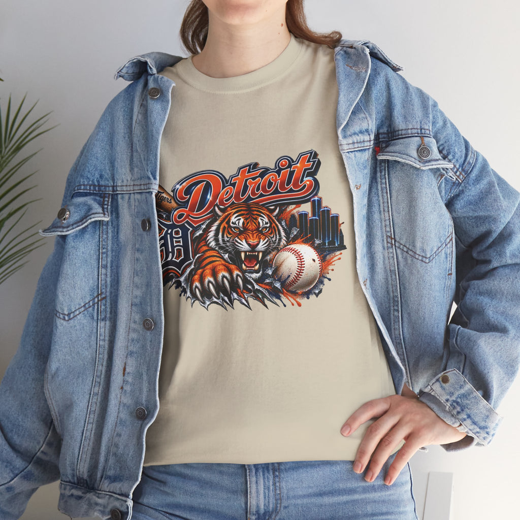 Detroit Tiger Baseball T-Shirt | Detroit skyline, claw marks