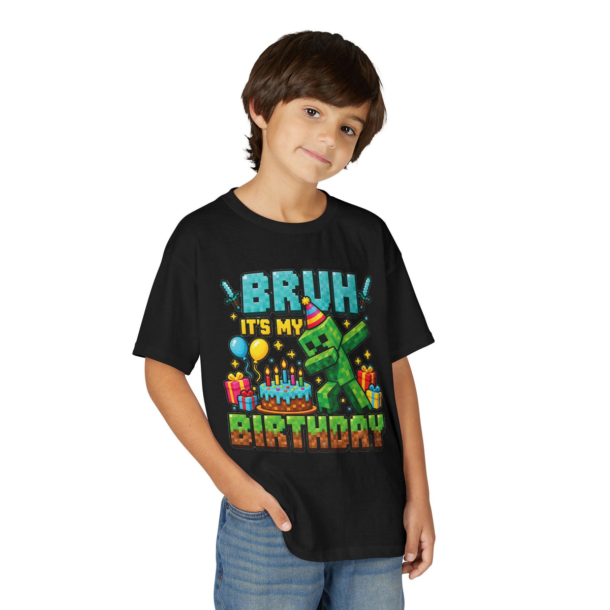 Bruh It’s My Birthday Minecraft-Inspired Youth T-Shirt