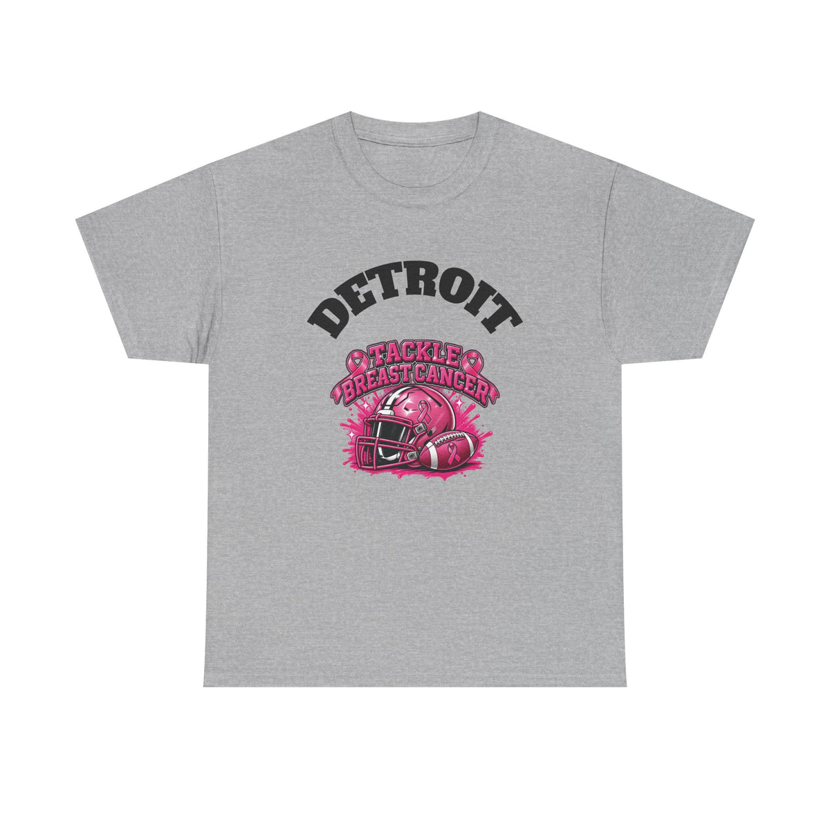Detroit Tackle Breast Cancer Tee | Football Helmet Pink Awareness