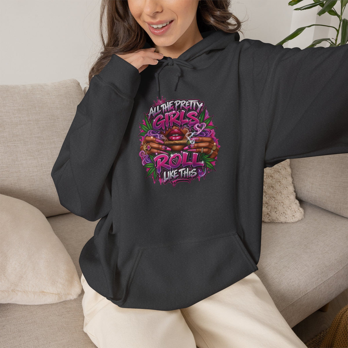 Girls Who Rock Roll Skate Hoodie | Retro Neon Skate Graphic
