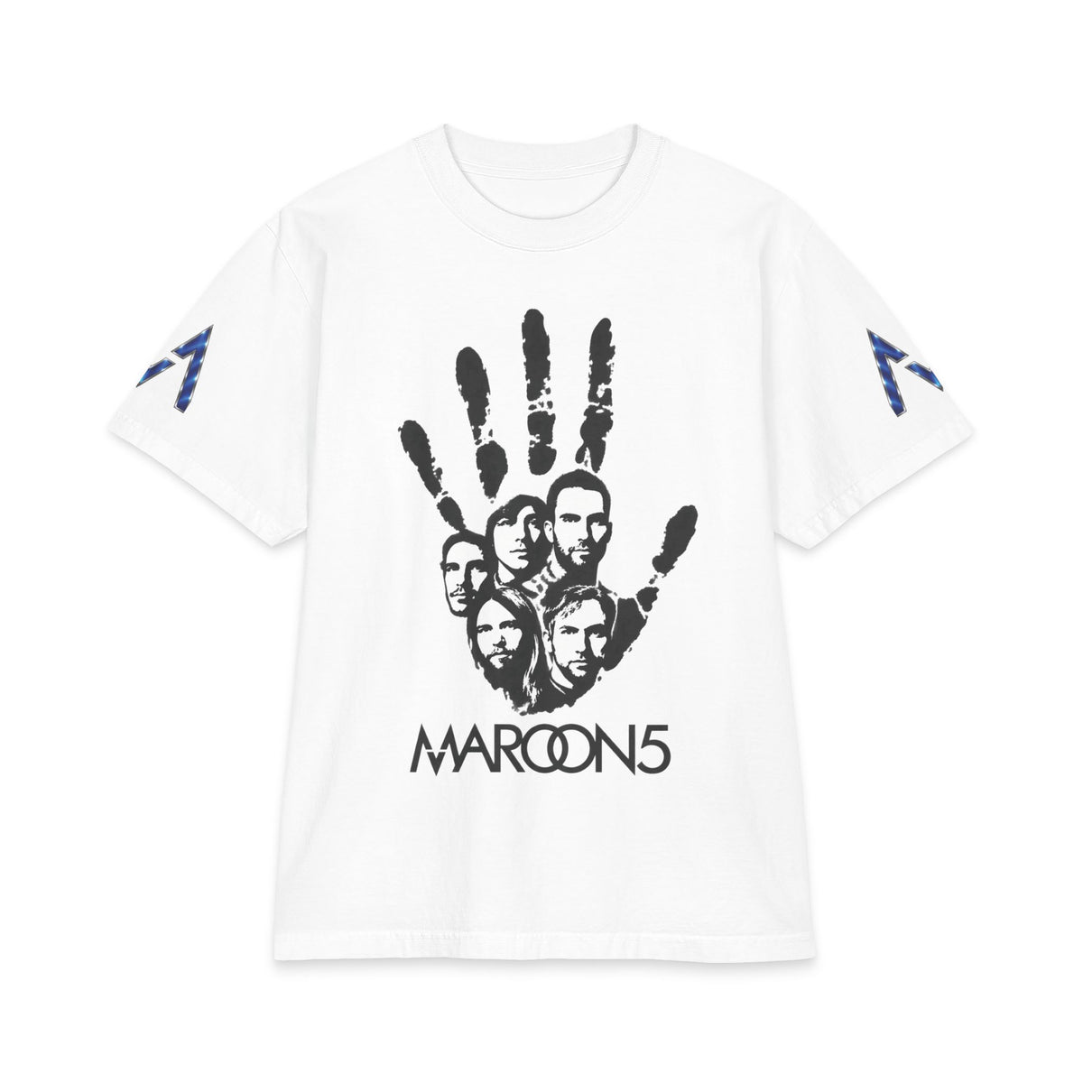 Handprint Maroon 5 Band Portrait T-Shirt | Rock Band Logo Tee
