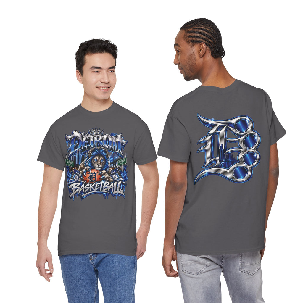 Detroit Basketball Lion Graphic Tee | City Streetball Detroit D Logo