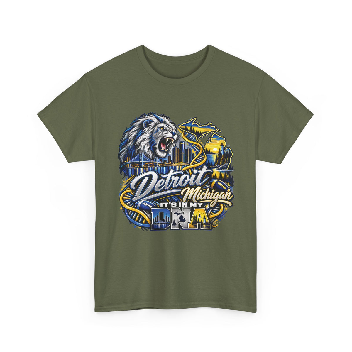 Detroit Michigan Lion Cityscape Graphic T-Shirt