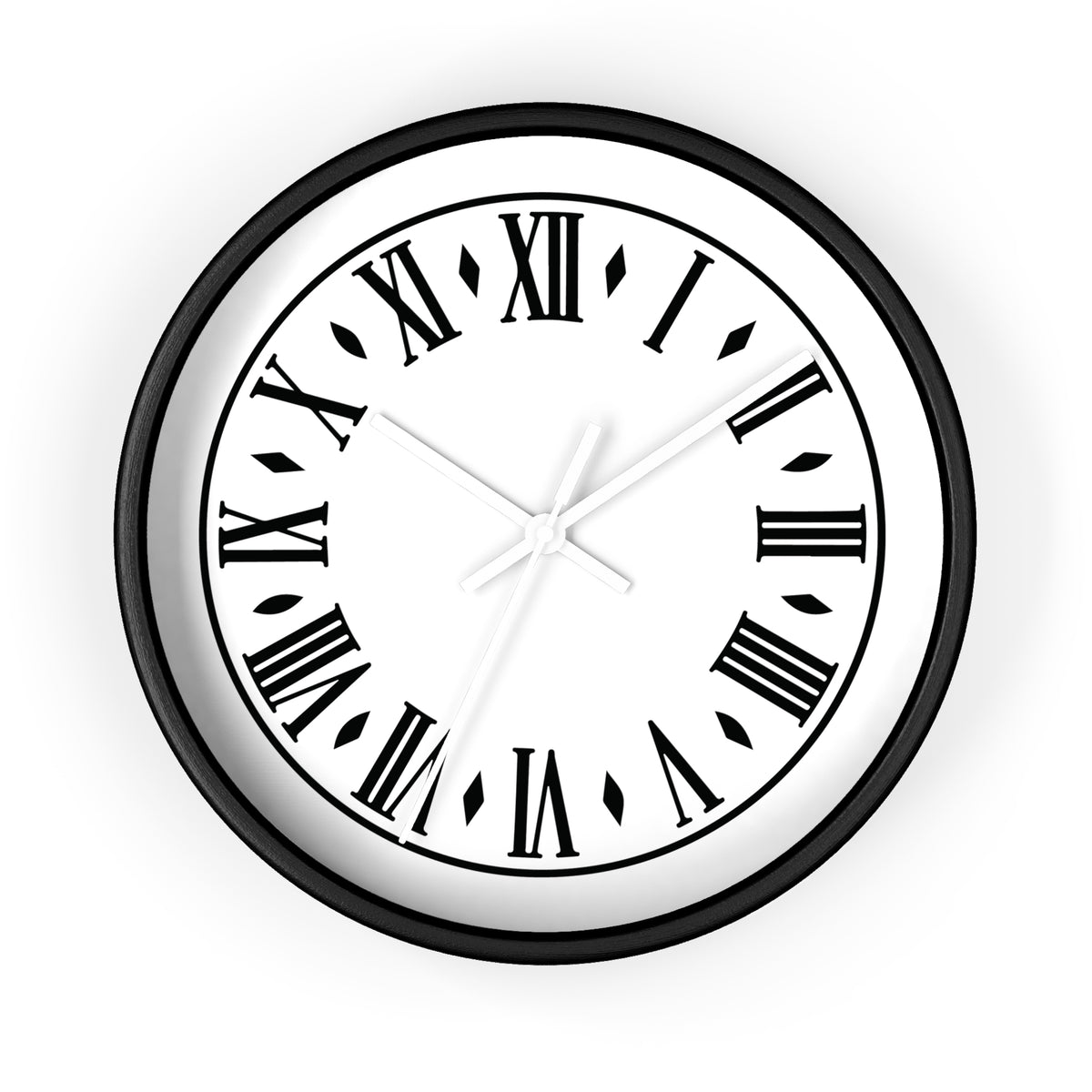 Roman Numeral Vintage Clock Wall Clock | Black Frame, White Face