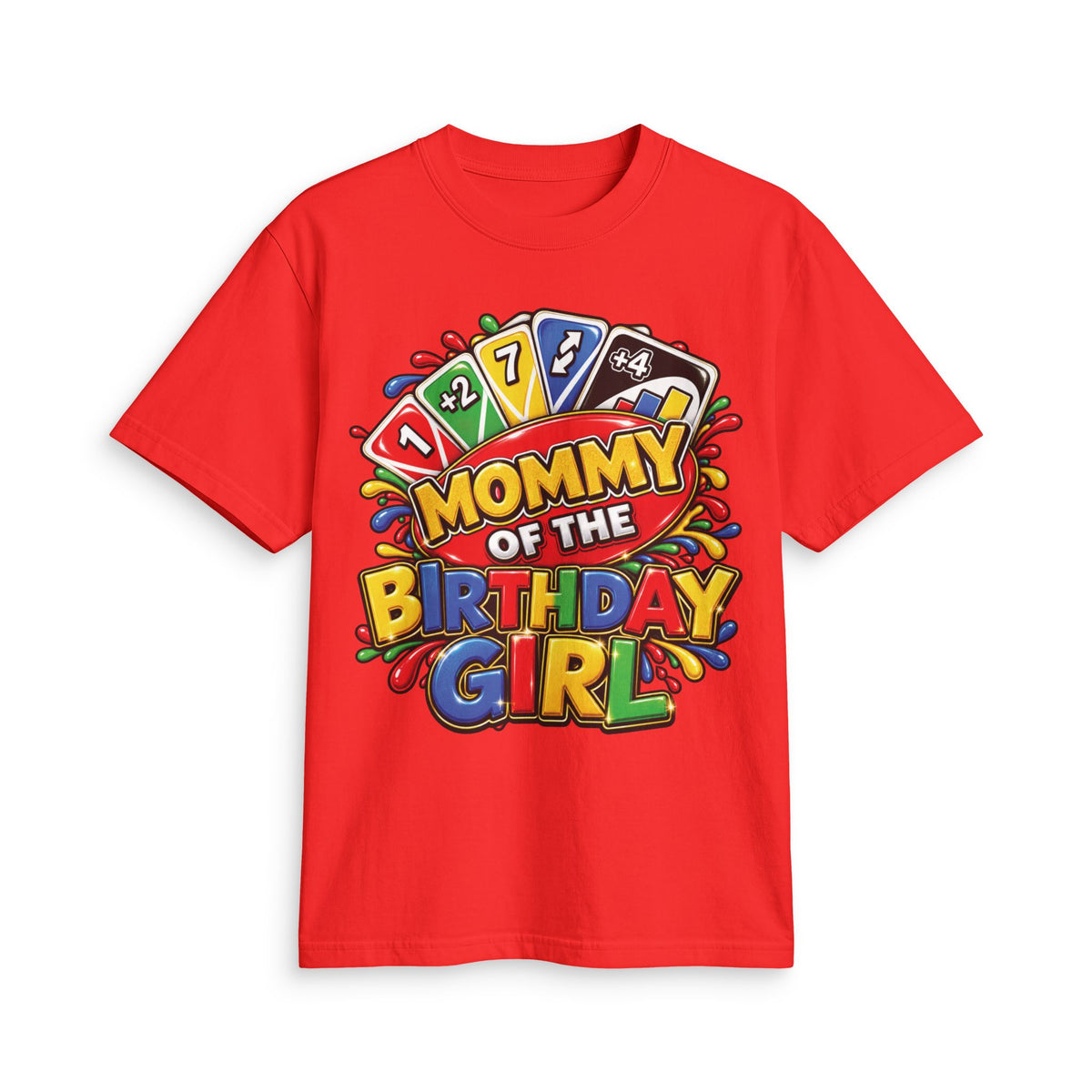 Mommy of the Birthday Girl T-Shirt | Colorful Game Card Design