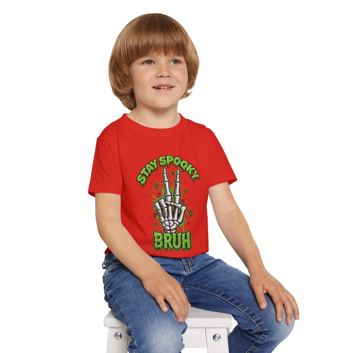 Stay Spooky Bruh toddler t-shirt | Skeleton hand graphic, Halloween kids top