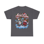 Merry Christmas Dancing Ornaments T-Shirt | Festive Snowflakes Holiday Tee