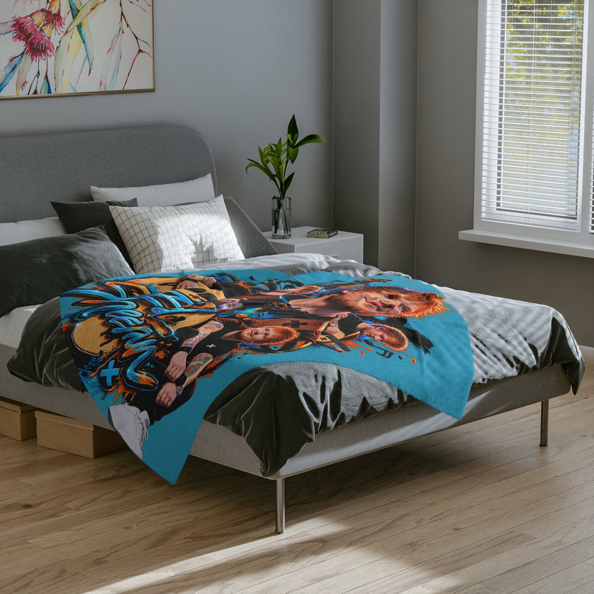 Ed Sheeran collage Velveteen Blanket | Musician portrait, guitar artwork