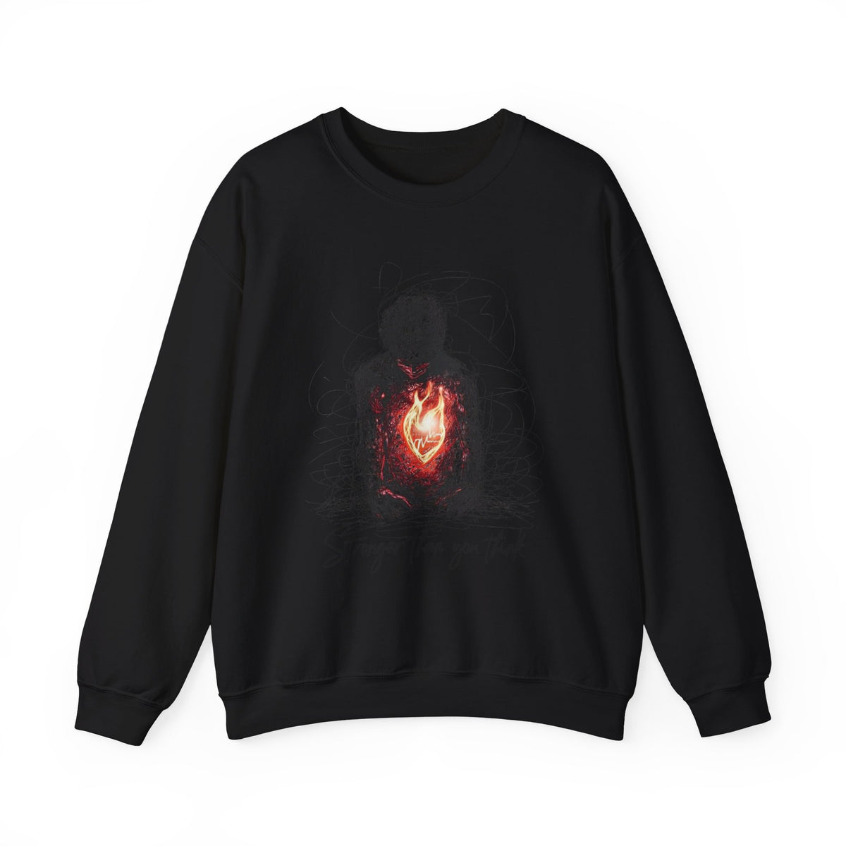 Stronger Than You Think Sweatshirt | Heart of Flame Illustration