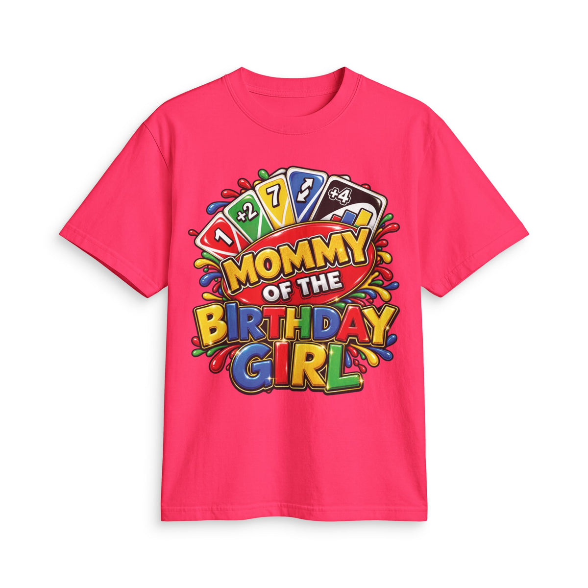 Mommy of the Birthday Girl T-Shirt | Colorful Game Card Design