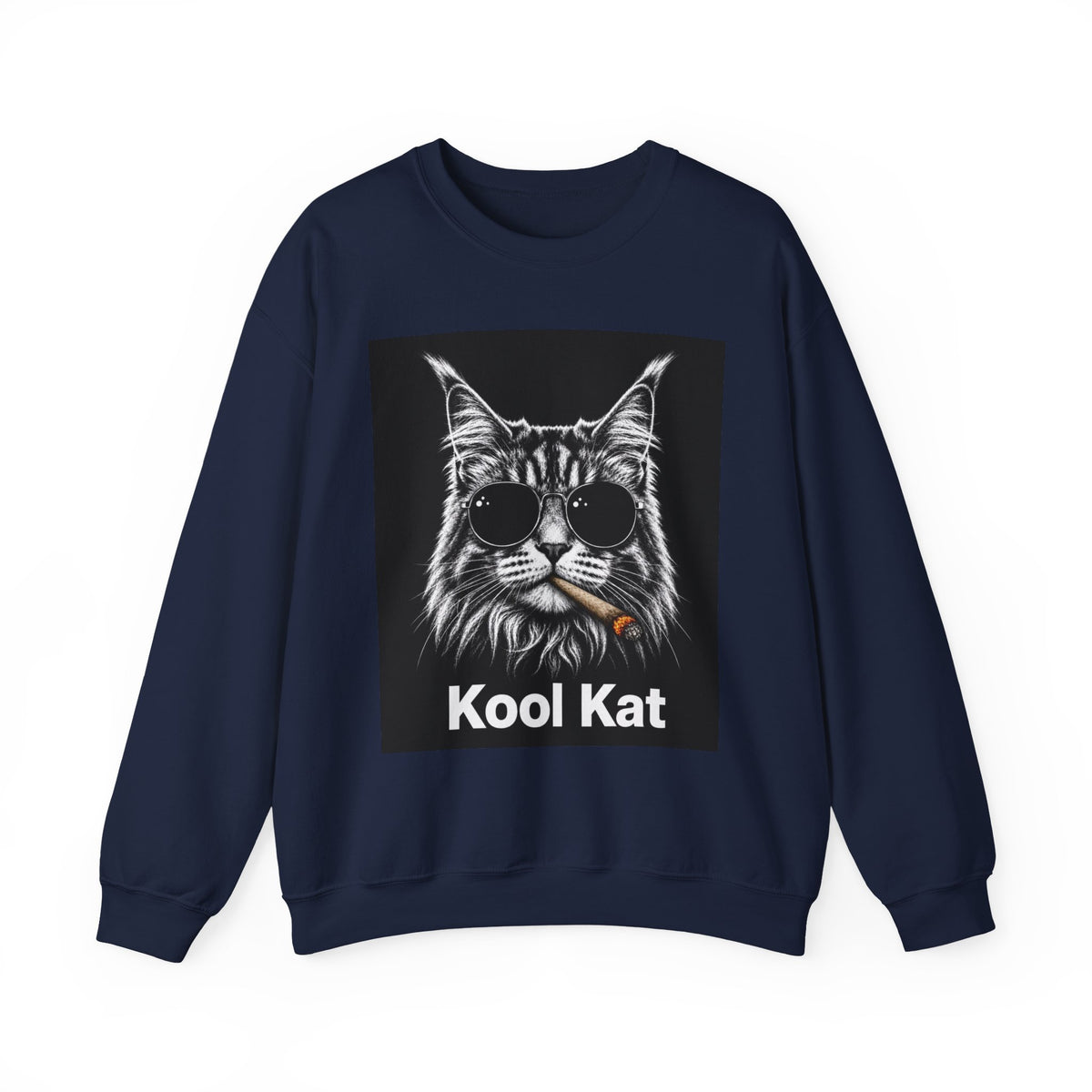 Kool Kat cat with sunglasses and cigar Sweatshirt | Retro cool cat graphic