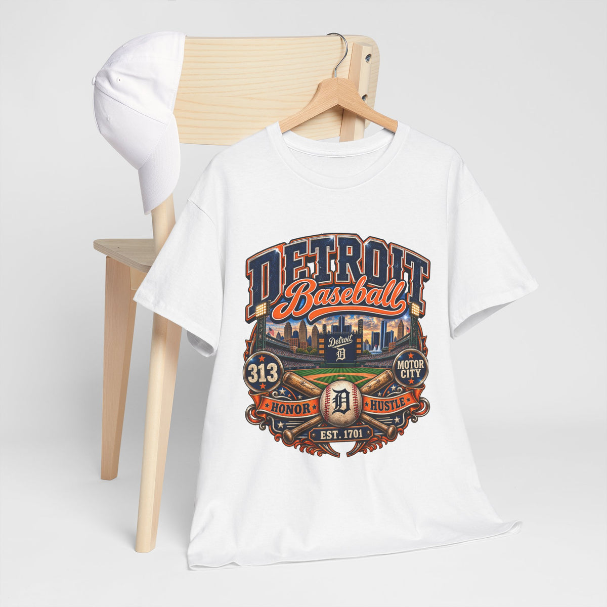 Detroit Baseball Tee | Motor City 313 Vintage Baseball Design