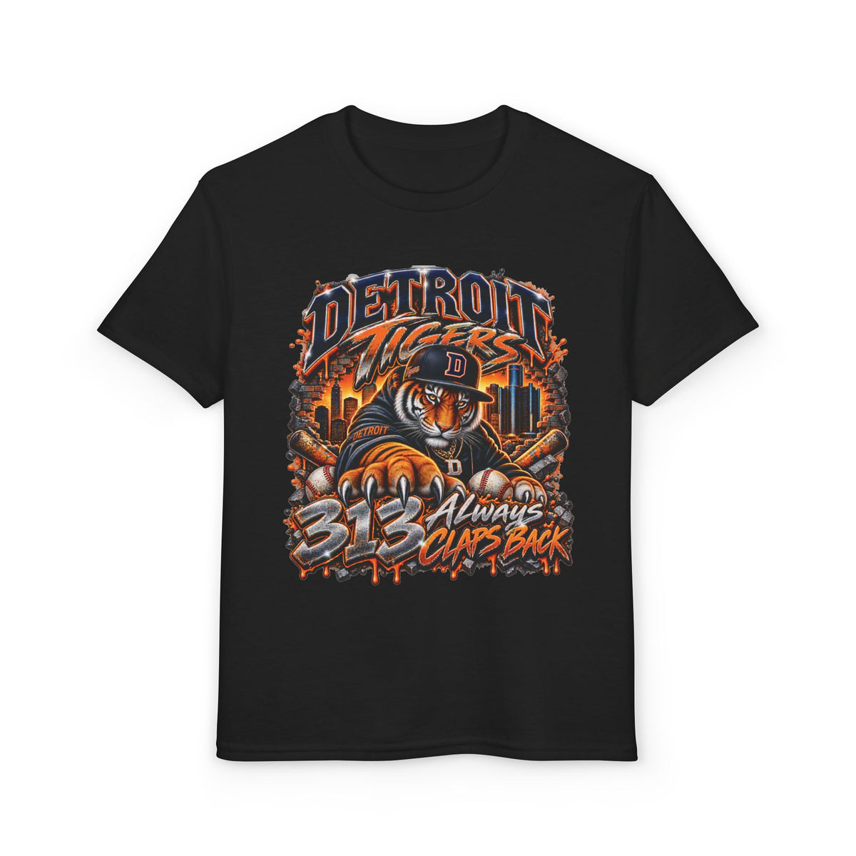 Detroit Tigers Tiger Mascot T-Shirt | 313 Always Claps Back