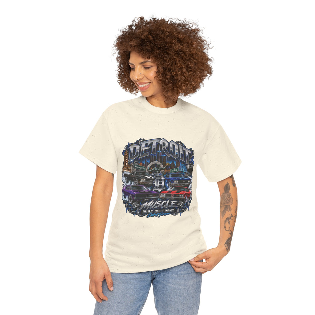 Detroit Muscle Car Tee | Vintage Hot Rod Illustration, Garage Scene