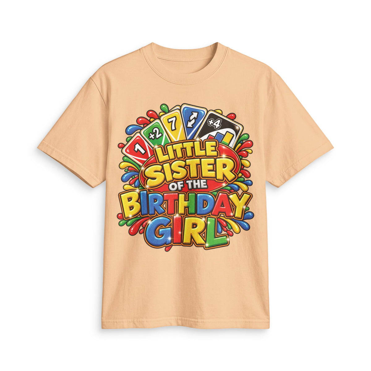 Little Sister of the Birthday Girl T-Shirt | Colorful Birthday Kids Tee