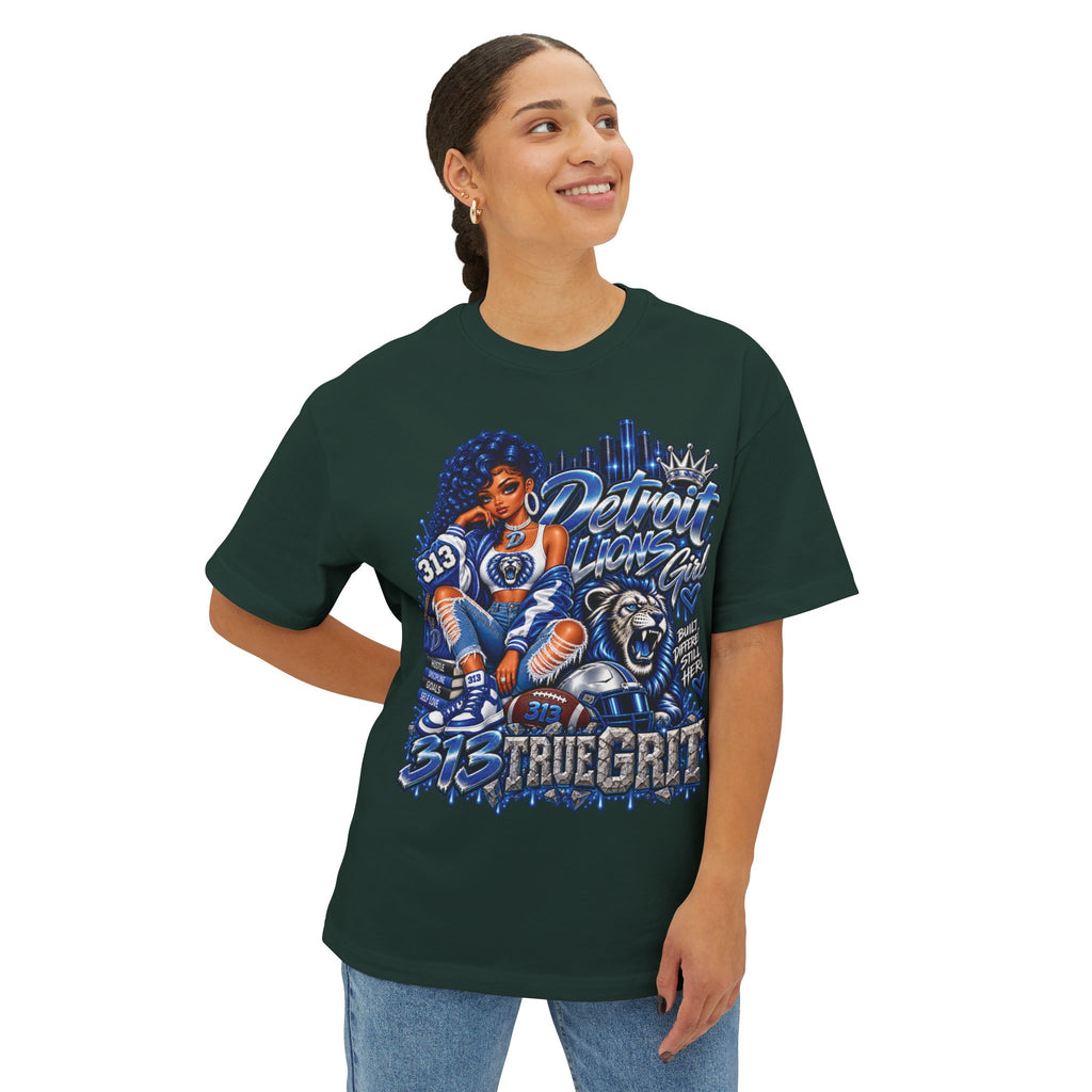 Lions Detroit City Grit tee | Motor City skyline, 313, sneaker and bulldog illustration