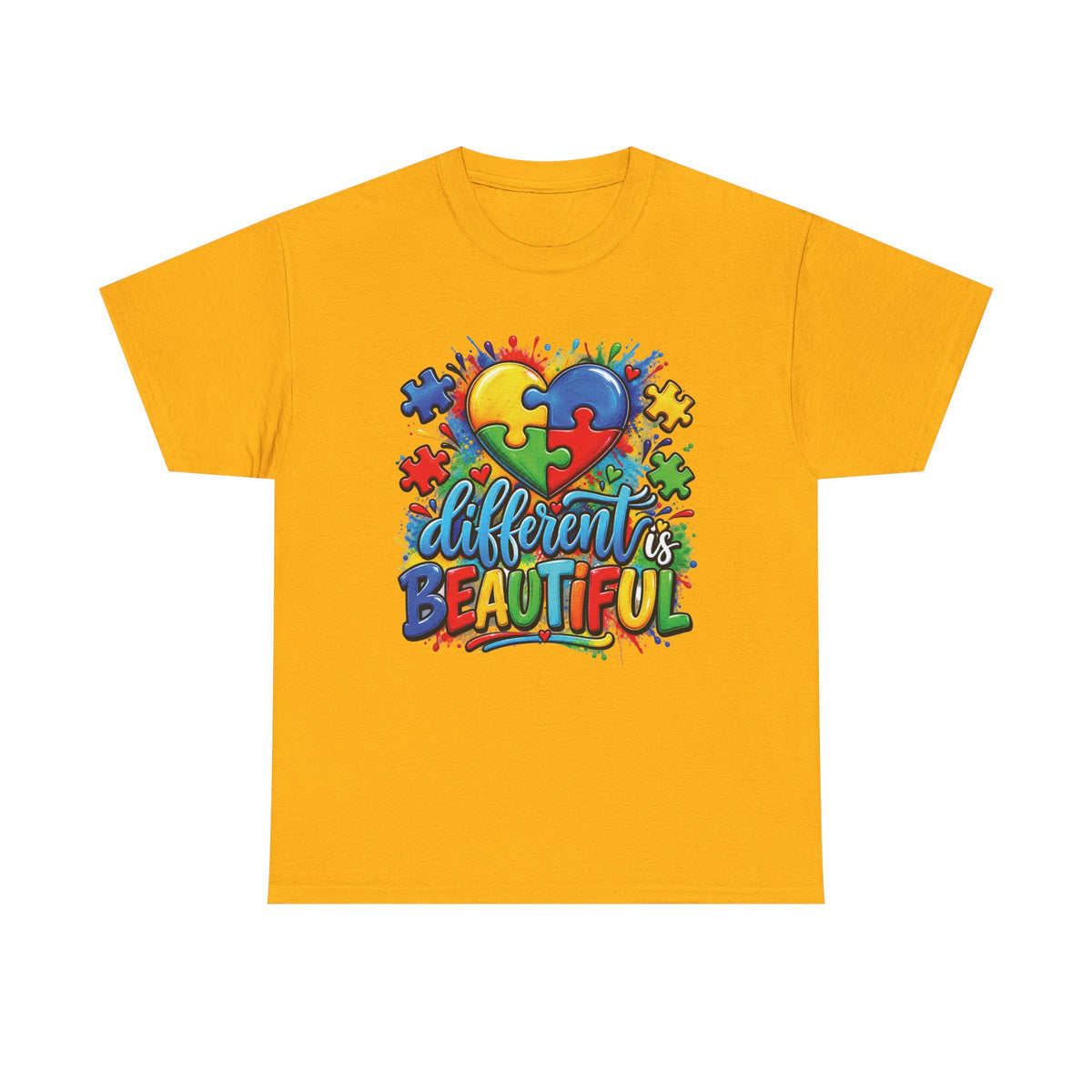 Different Is Beautiful Autism Puzzle Heart T-Shirt | Neurodiversity Awareness Tee
