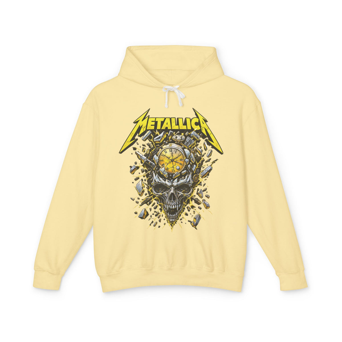 Metallica Skull & Broken Clock Hoodie | Band Logo Rock Music Sweatshirt