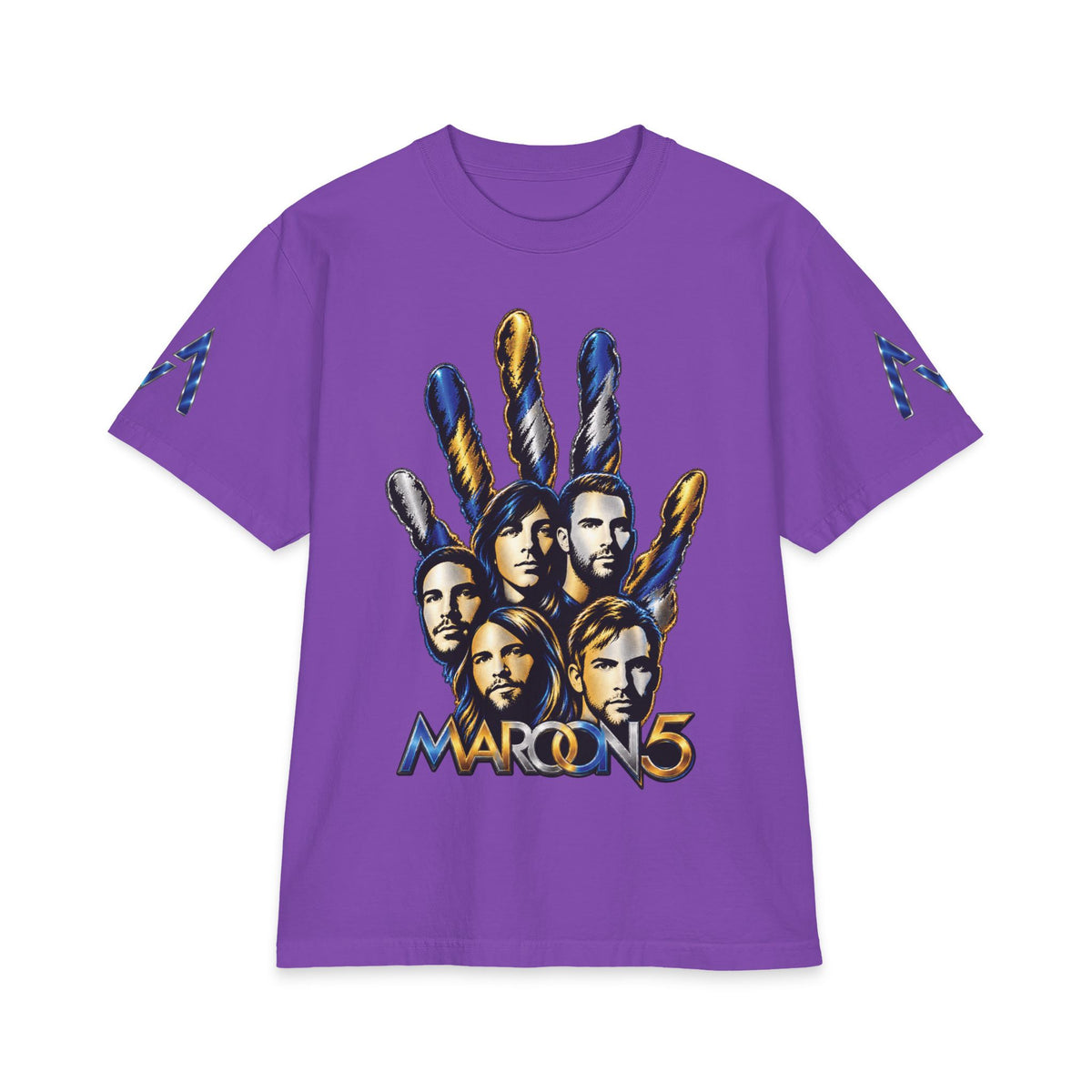 Handprint Portrait Maroon 5 Band Graphic T-Shirt | Rock Band Logo Tee