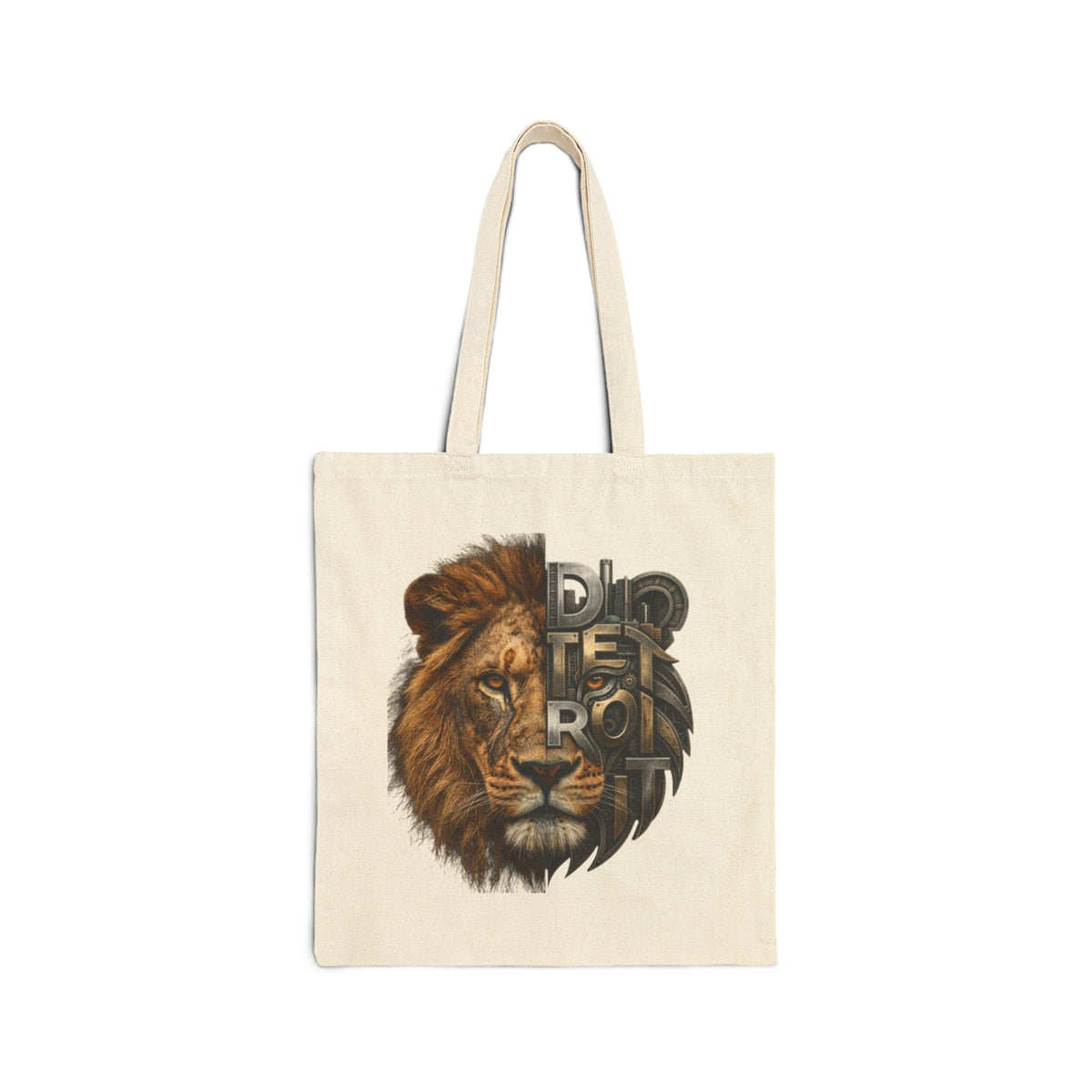 Lion Portrait Tote Bag | Realistic Lion Face with Typography