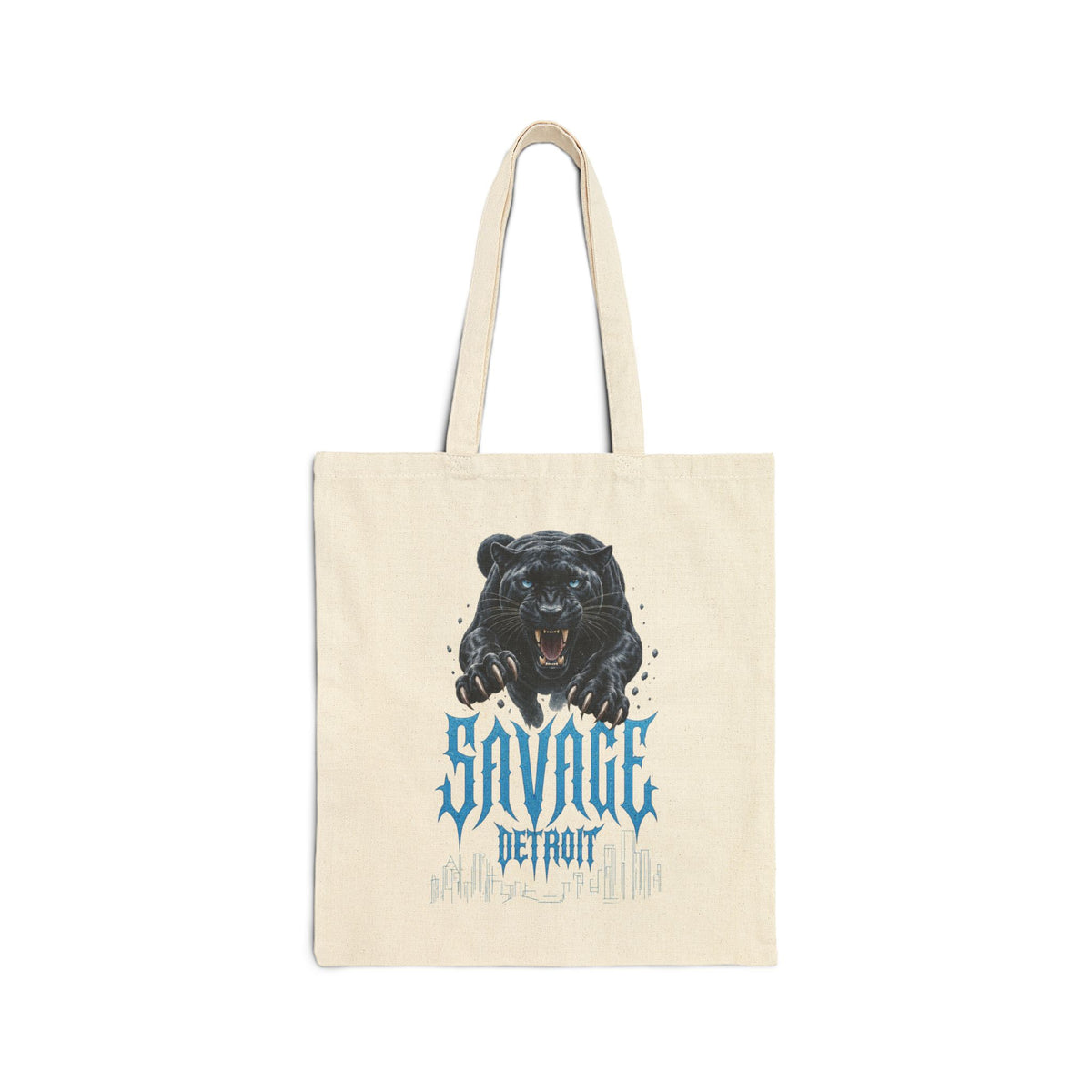 Savage Detroit Bear Tote Bag | Roaring Black Bear Graphic Canvas
