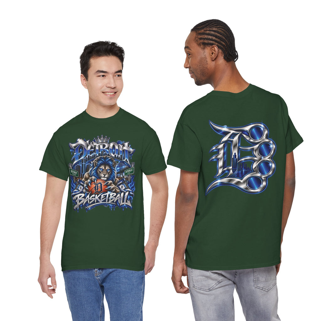 Detroit Basketball Lion Graphic Tee | City Streetball Detroit D Logo