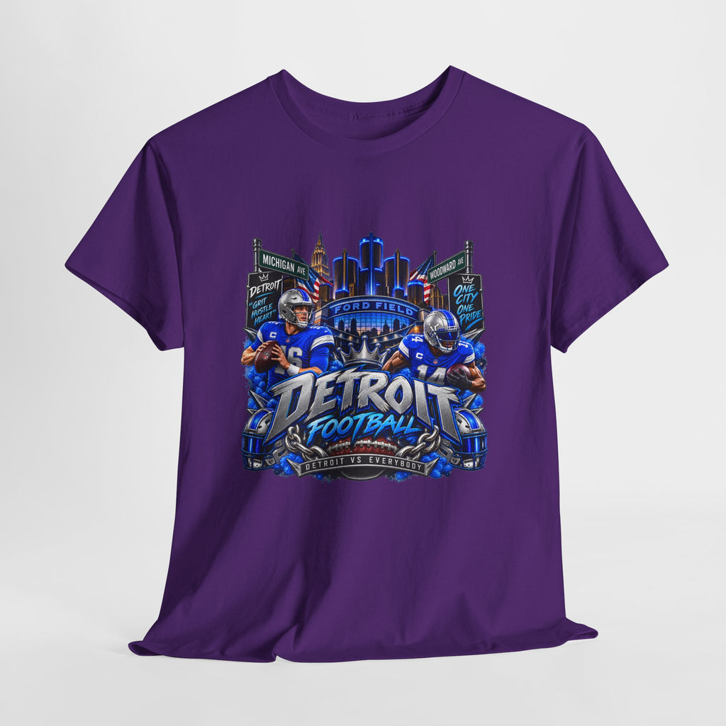Detroit Football Graphic Tee | City Skyline, Players, Lions-Inspired Design