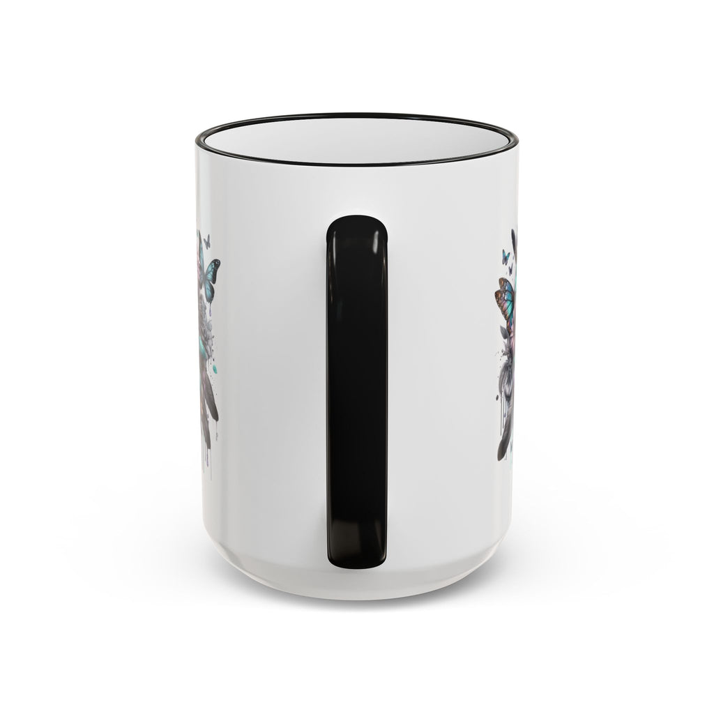 Tattooed Floral Skull Mum Mug | Accent Rim & Handle Ceramic Mug