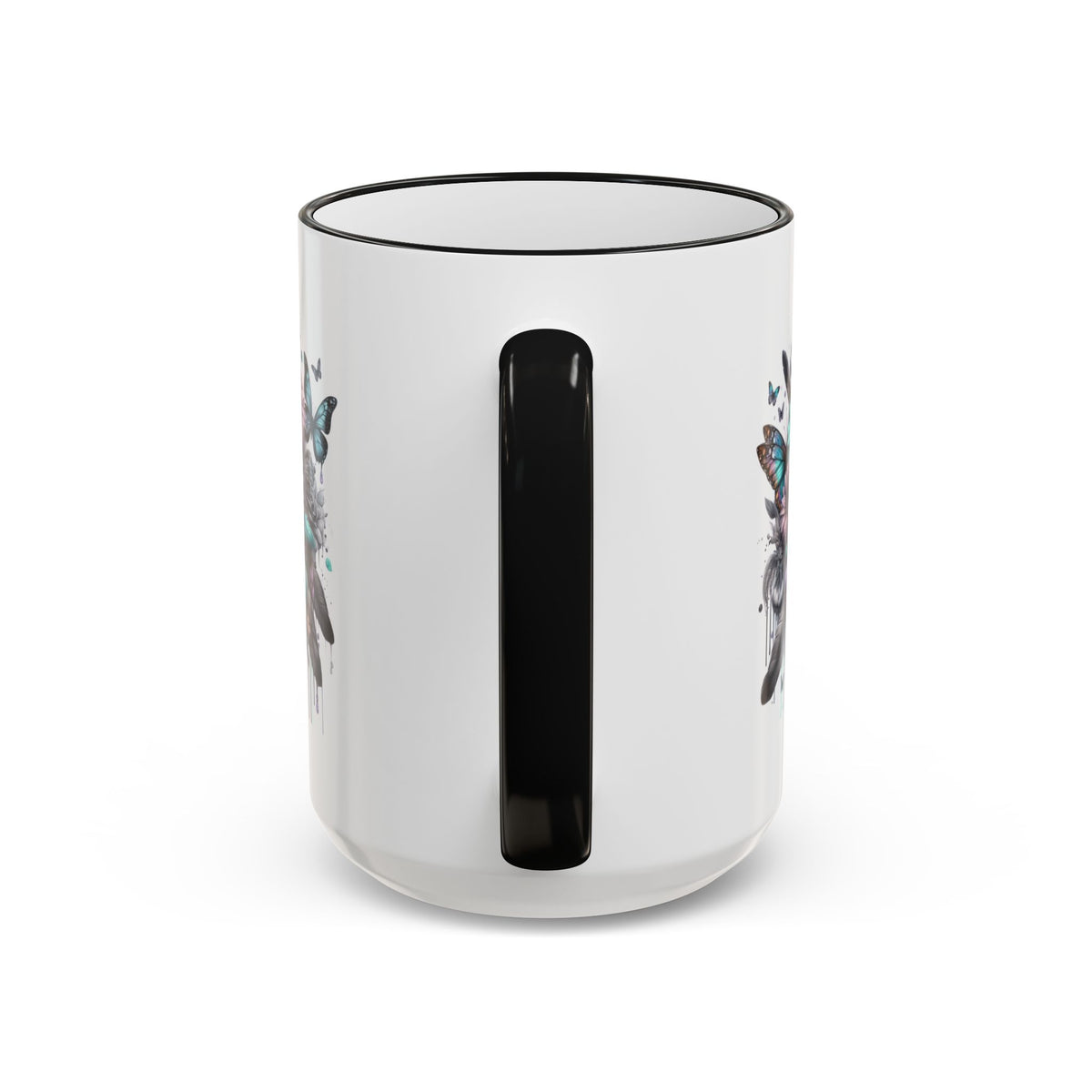 Tattooed Floral Skull Mum Mug | Accent Rim & Handle Ceramic Mug