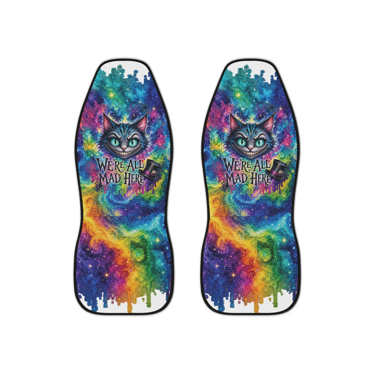 Cheshire Cat Galaxy We're All Mad Here Car Seat Covers | Rainbow Cosmic