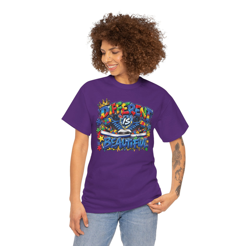 Different Is Beautiful Autism T-Shirt | Colorful Graffiti Typography