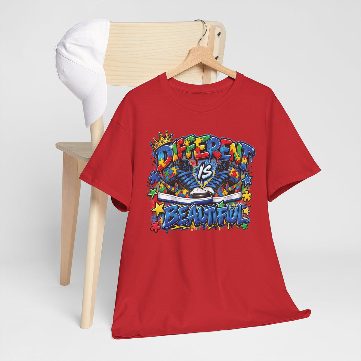 Different Is Beautiful Autism T-Shirt | Colorful Graffiti Typography