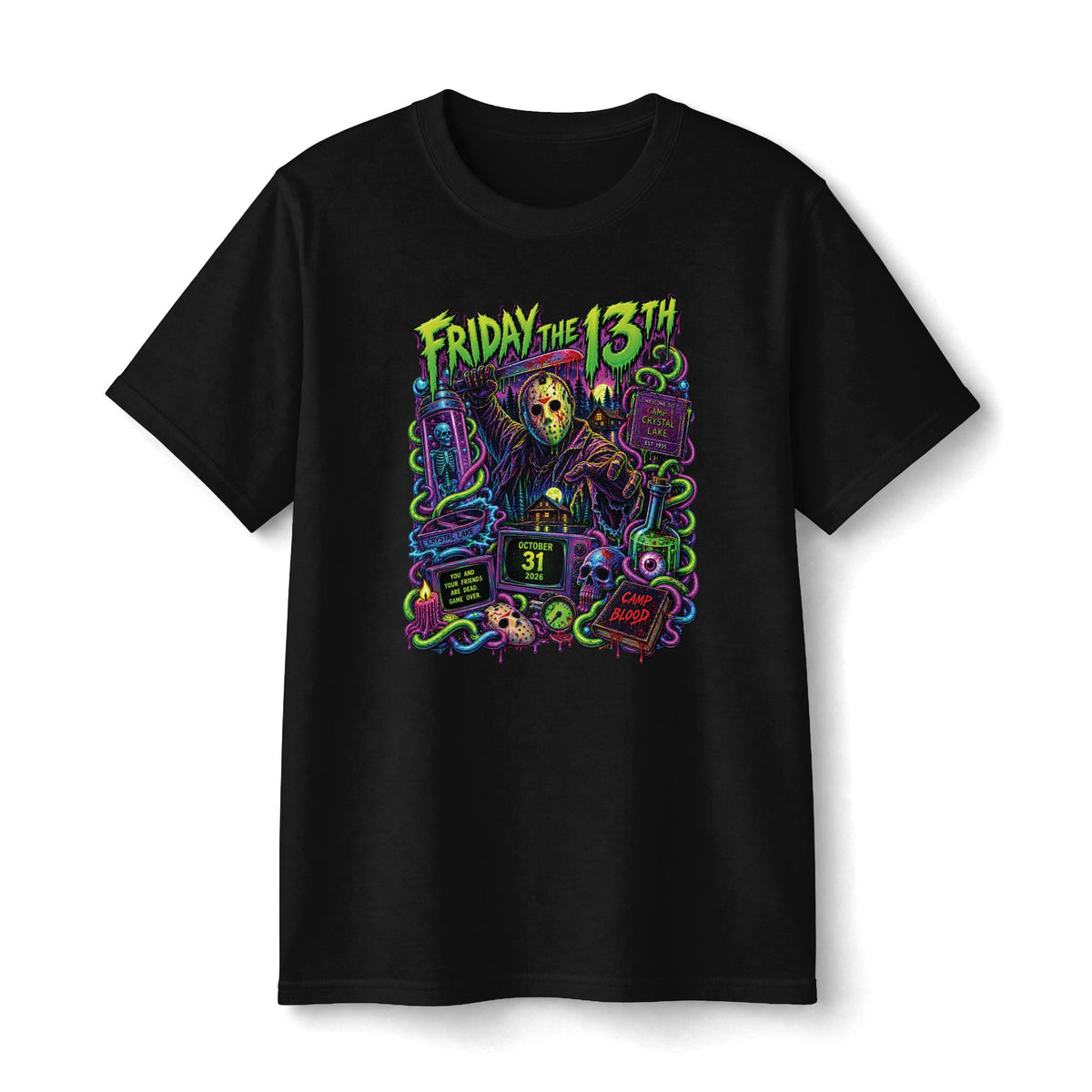 Friday the 13th Horror Movie Tee | Jason Mask, Slasher Graphic