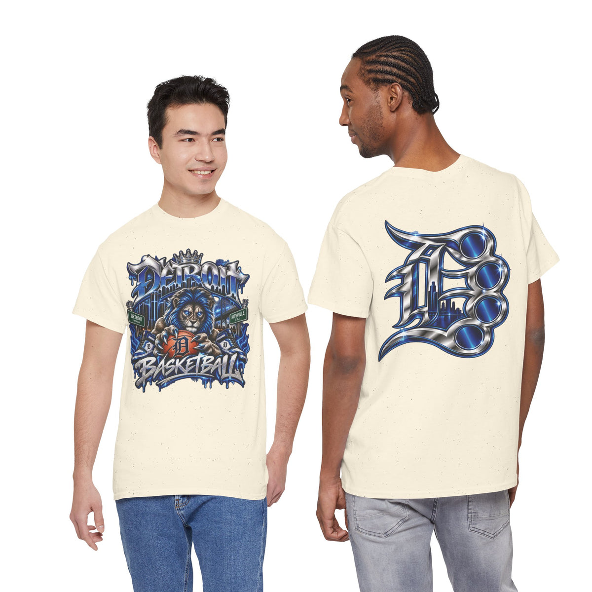 Detroit Basketball Lion Graphic Tee | City Streetball Detroit D Logo