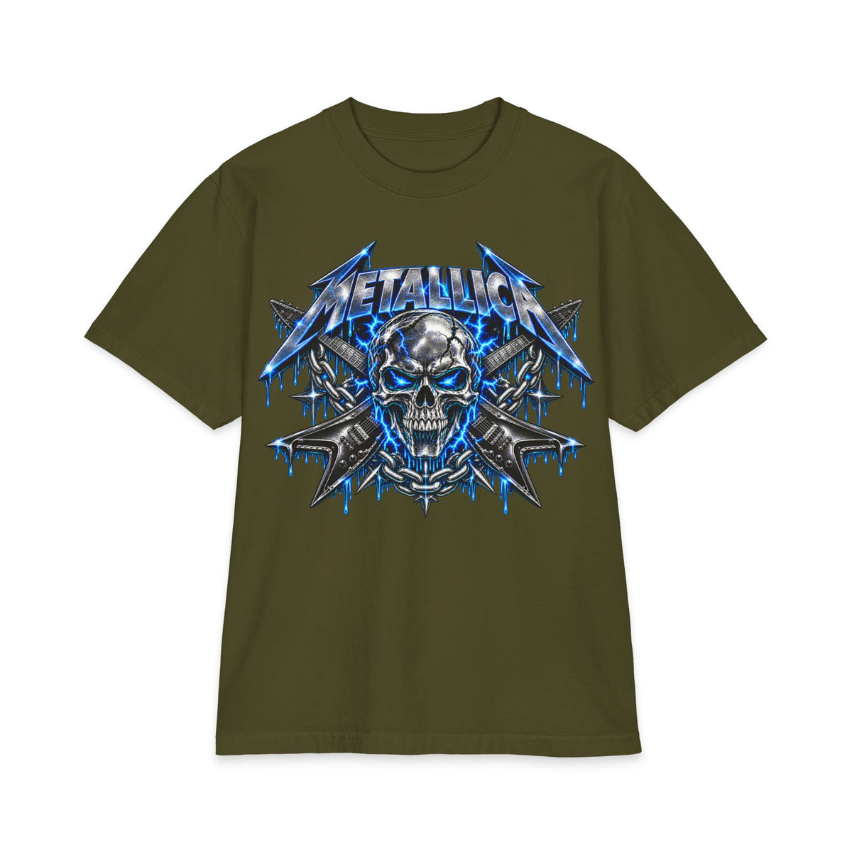Metallica Skull Lightning T-Shirt | Band Logo Graphic Tee