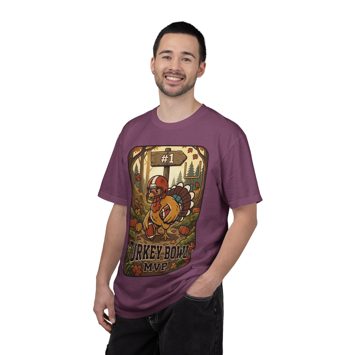 Turkey Bowl MVP T-Shirt | Thanksgiving Football Turkey Illustration